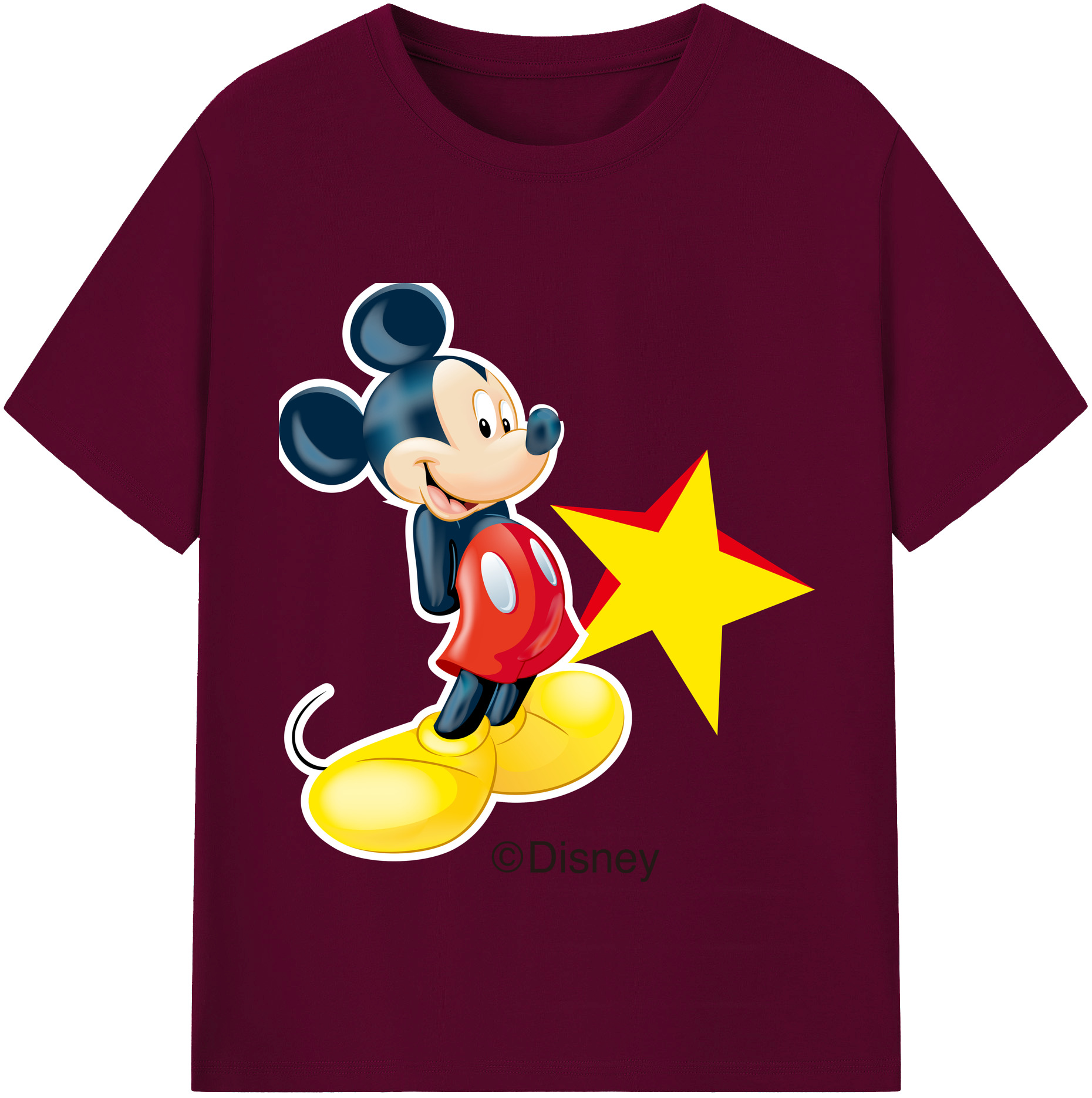 （画像用） ミッキーマウス Mickey Mouse レディースカジュアルプリントTシャツ（綿100％）